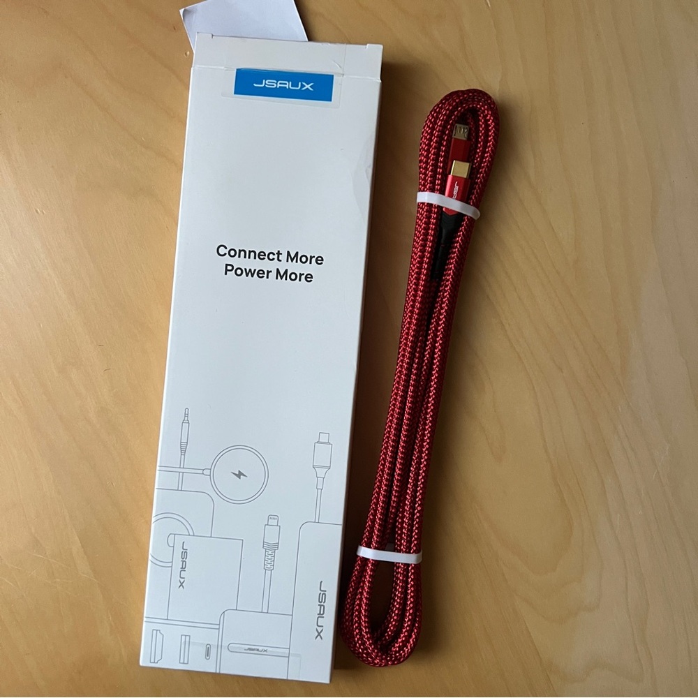 JSAUX USB-C to Micro USB 2.0 red nylon cable 10 feet long
